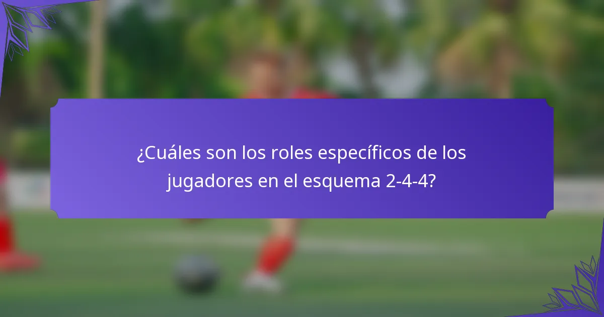¿Cuáles son los roles específicos de los jugadores en el esquema 2-4-4?